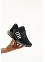 BA0590 Tarz Sneakers  Ithal Taban Siyah Beyaz Çizgi Spor Ayakkabısı