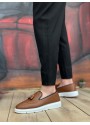 BA0005 Bağcıksız Yüksek Taban Taba Beyaz Klasik Püsküllü Corcik Erkek Ayakkabı